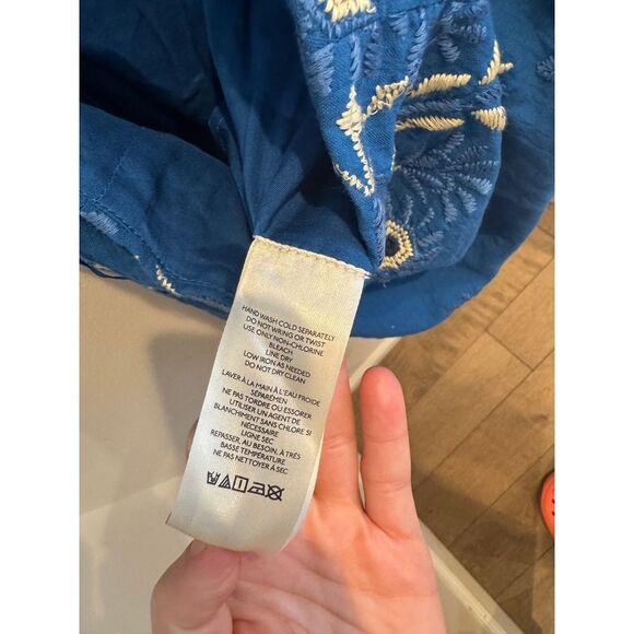 Free people Blue Midi Dress with Floral Embroidery Summer size 2‎ - Picture 4 of 8